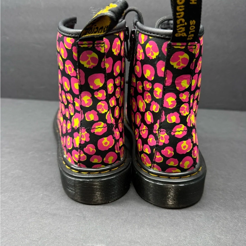 Dr. Martens Black and Pink Floral Combat Boots